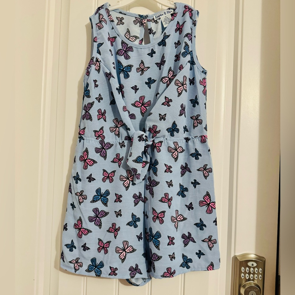 Cute Emma & Elsa girls size 12 blue sleeveless butterfly shorts romper new